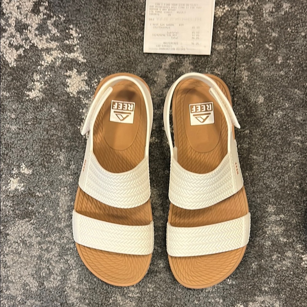 $85 each 2 $60 Reef Tan and Black Slide Sandals size 7 - Picture 11 of 12
